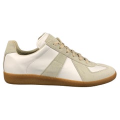 MAISON MARGIELA Size 11 White Color Block Lace Up Leather Replica Sneakers