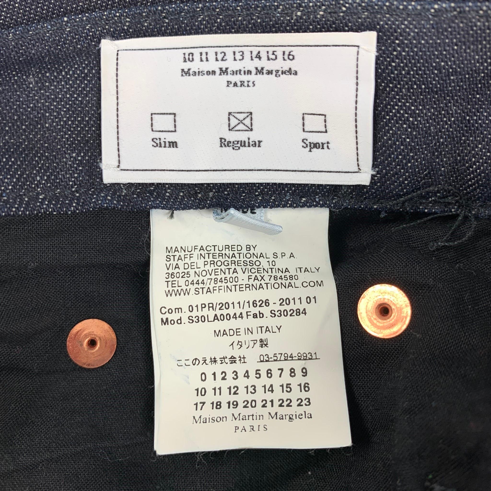 Black MAISON MARGIELA Size 34 Indigo Cotton Linen Button Fly Jeans