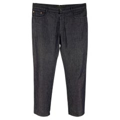 MAISON MARGIELA Size 34 Indigo Cotton Linen Button Fly Jeans