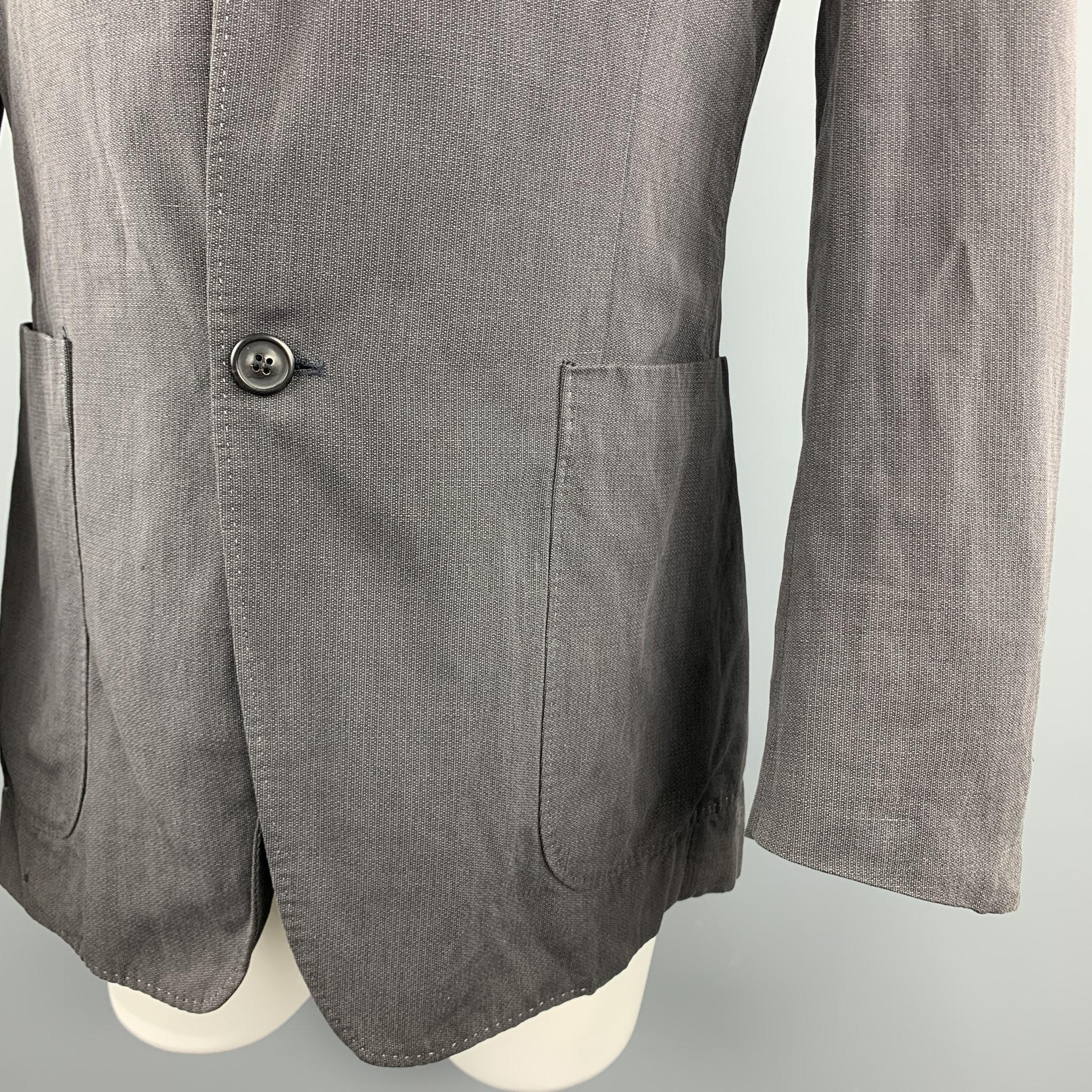 MAISON MARGIELA Size 40 Dark Gray Linen / Cotton Notch Lapel Patch Pockets Sport In Good Condition In San Francisco, CA