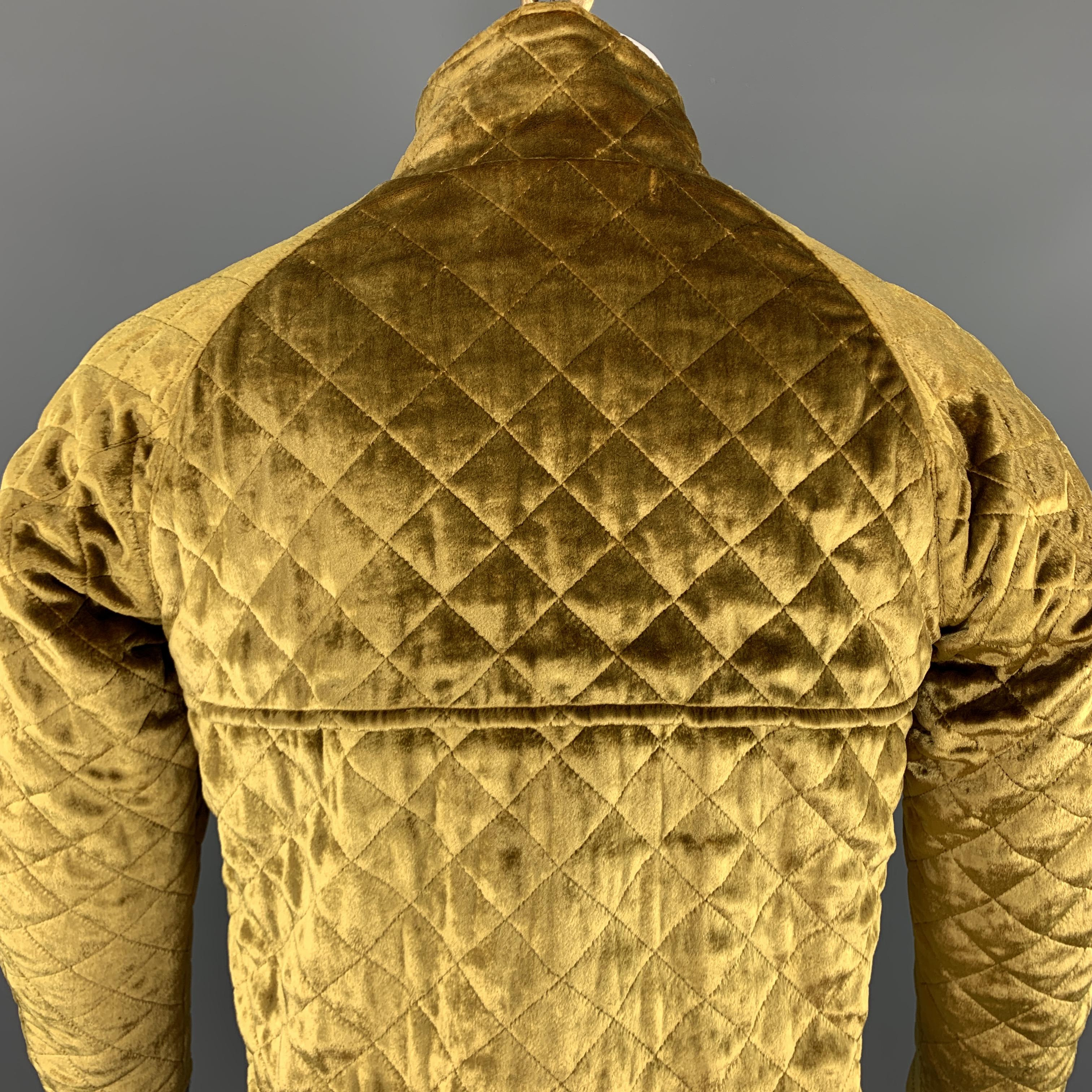 MAISON MARGIELA Size 40 Quilted Gold Velvet Zip Up Jacket 1