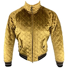 MAISON MARGIELA Size 40 Quilted Gold Velvet Zip Up Jacket