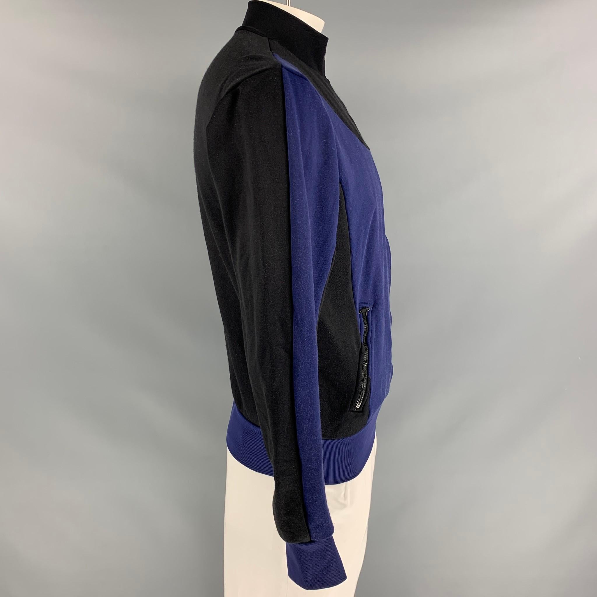 Purple MAISON MARGIELA Size 42 Black & Blue Color Block Cotton / Nylon Sweatshirt