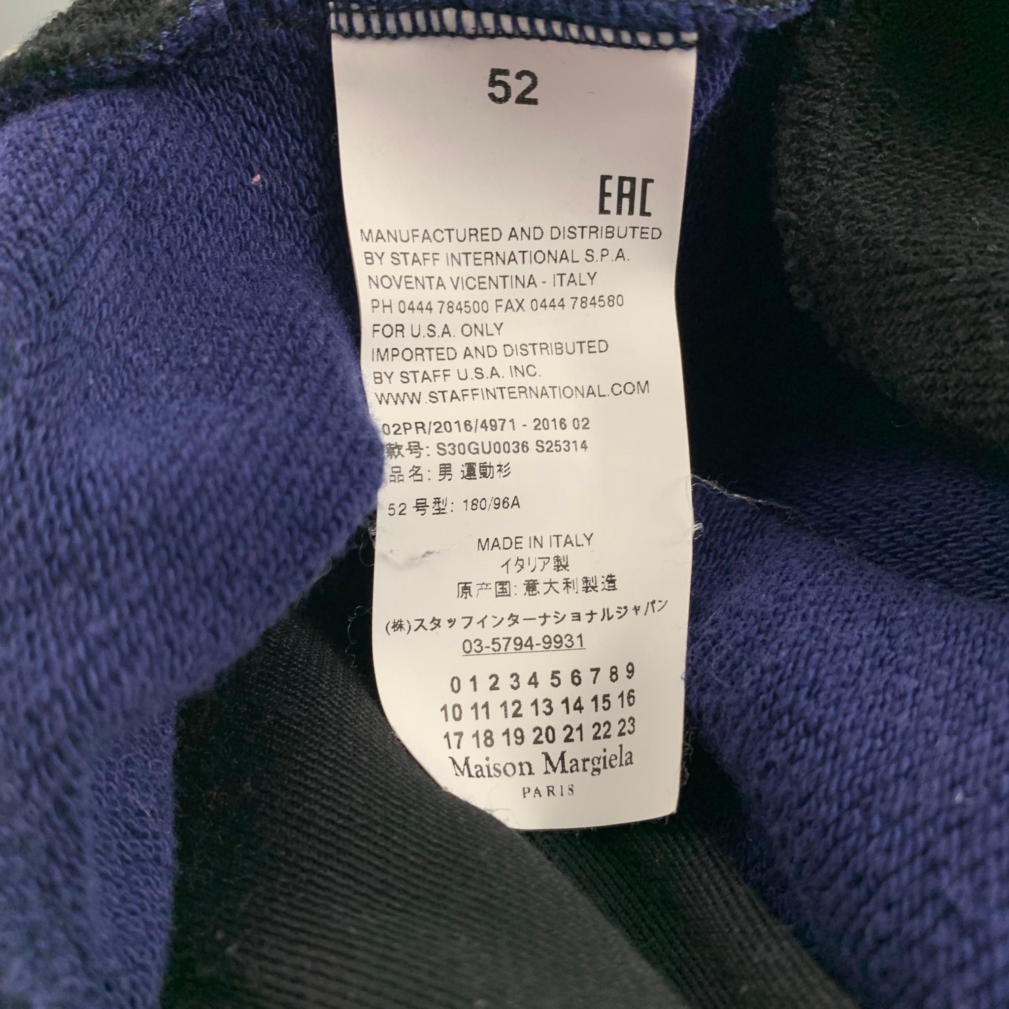 Men's MAISON MARGIELA Size 42 Black & Blue Color Block Cotton / Nylon Sweatshirt