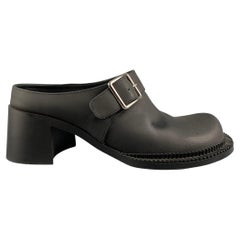 MAISON MARGIELA Size 8 Black Rubberized Leather Clog Boots