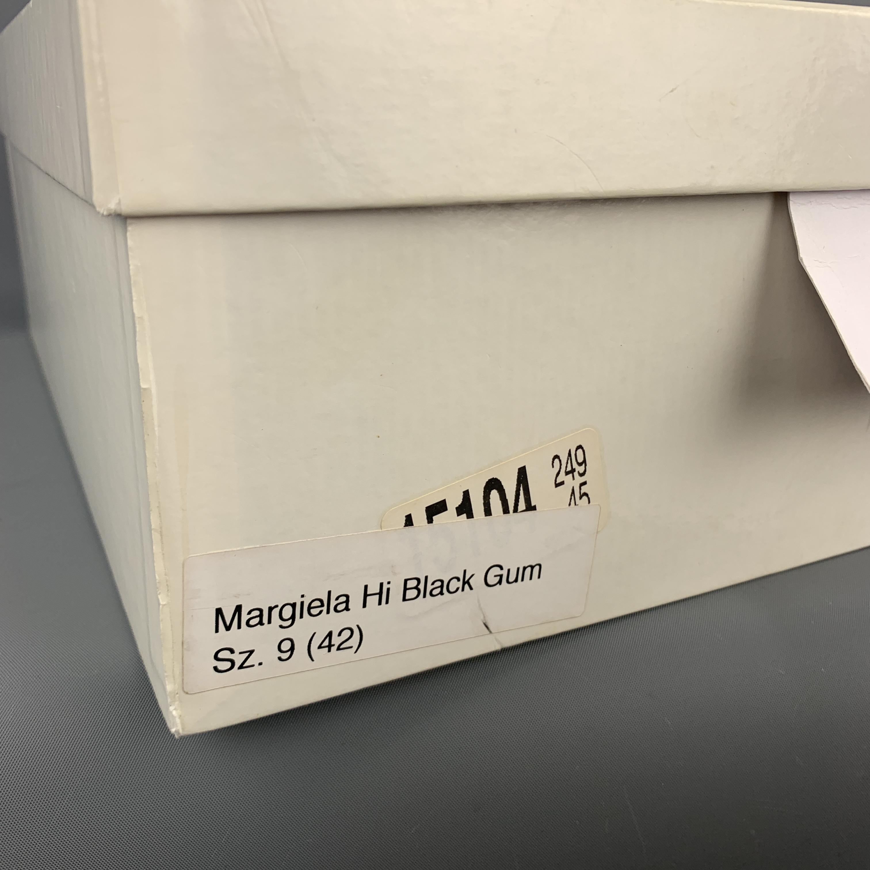MAISON MARGIELA Size 9 Black Patent Leather High Top Replica Gum Sole Sneakers 4