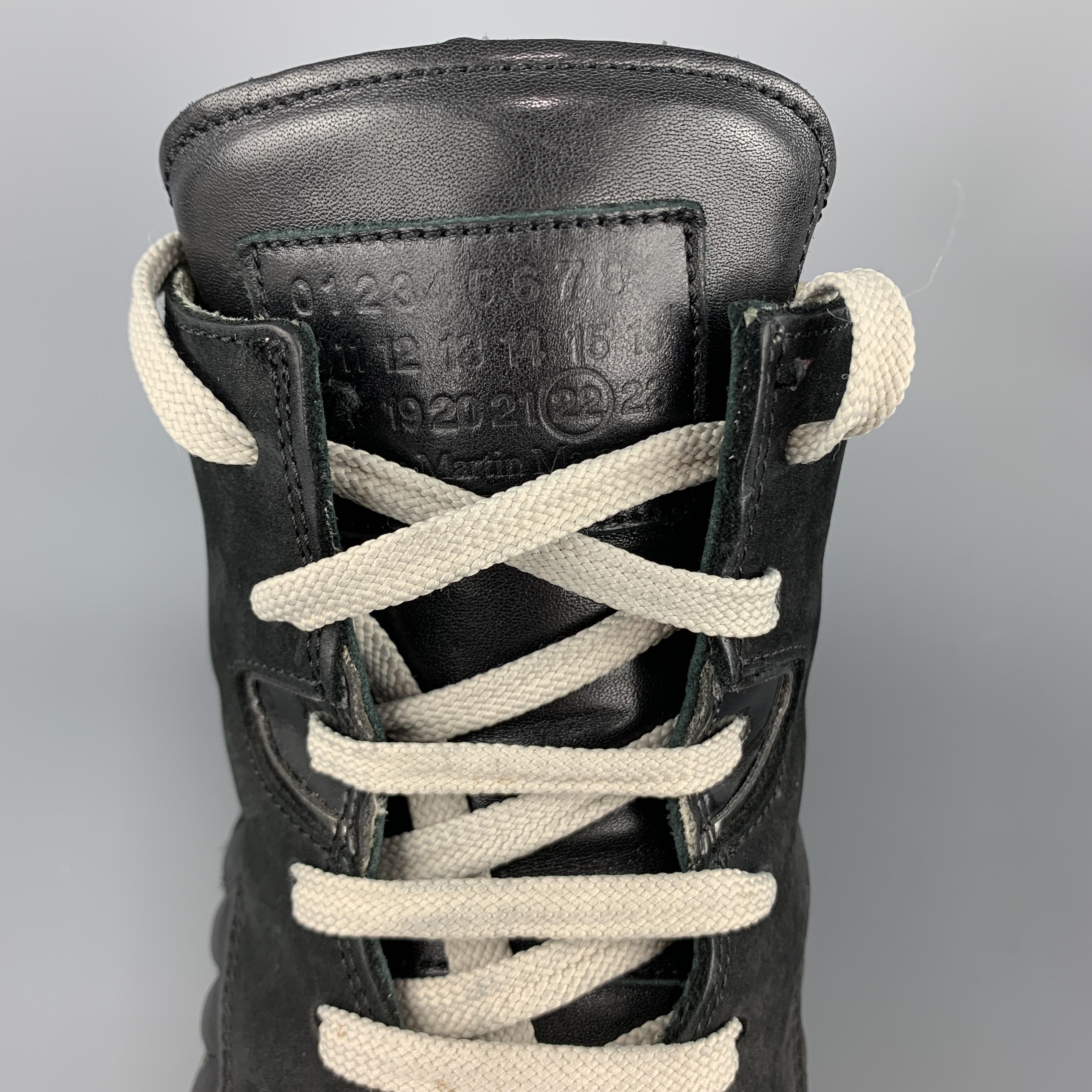 Men's MAISON MARGIELA Size 9 Black Patent Leather High Top Replica Gum Sole Sneakers