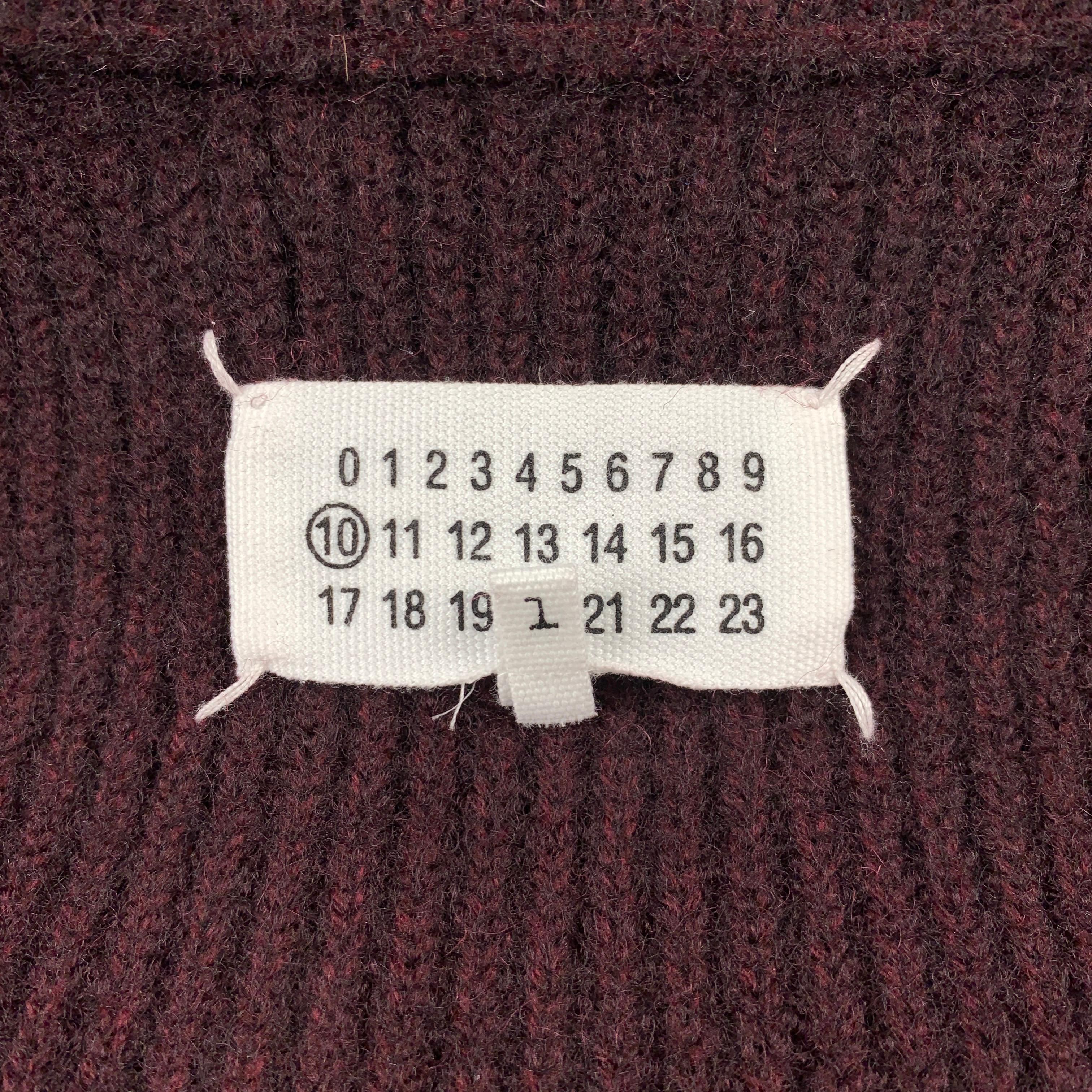 MAISON MARGIELA Size L Burgundy Knit Wool Zip Up Cardigan Jacket 1