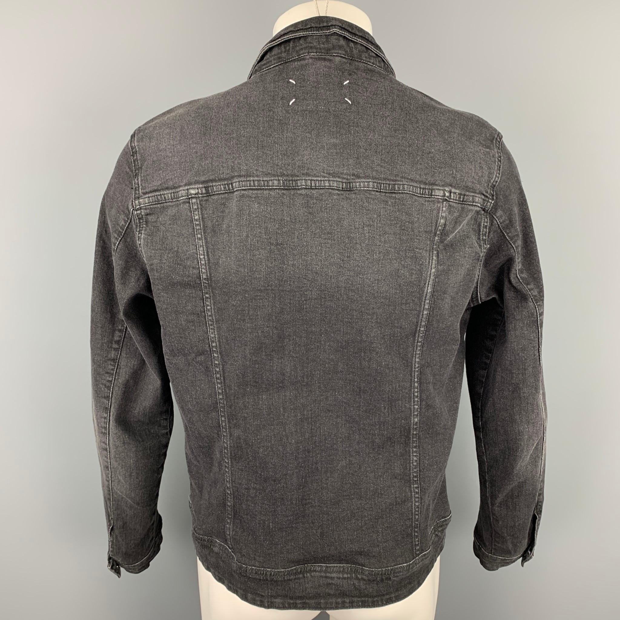 MAISON MARGIELA Size L Charcoal Cotton Trucker Jacket In Good Condition In San Francisco, CA