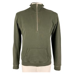 MAISON MARGIELA Size L Olive Cotton Half Zip Jacket