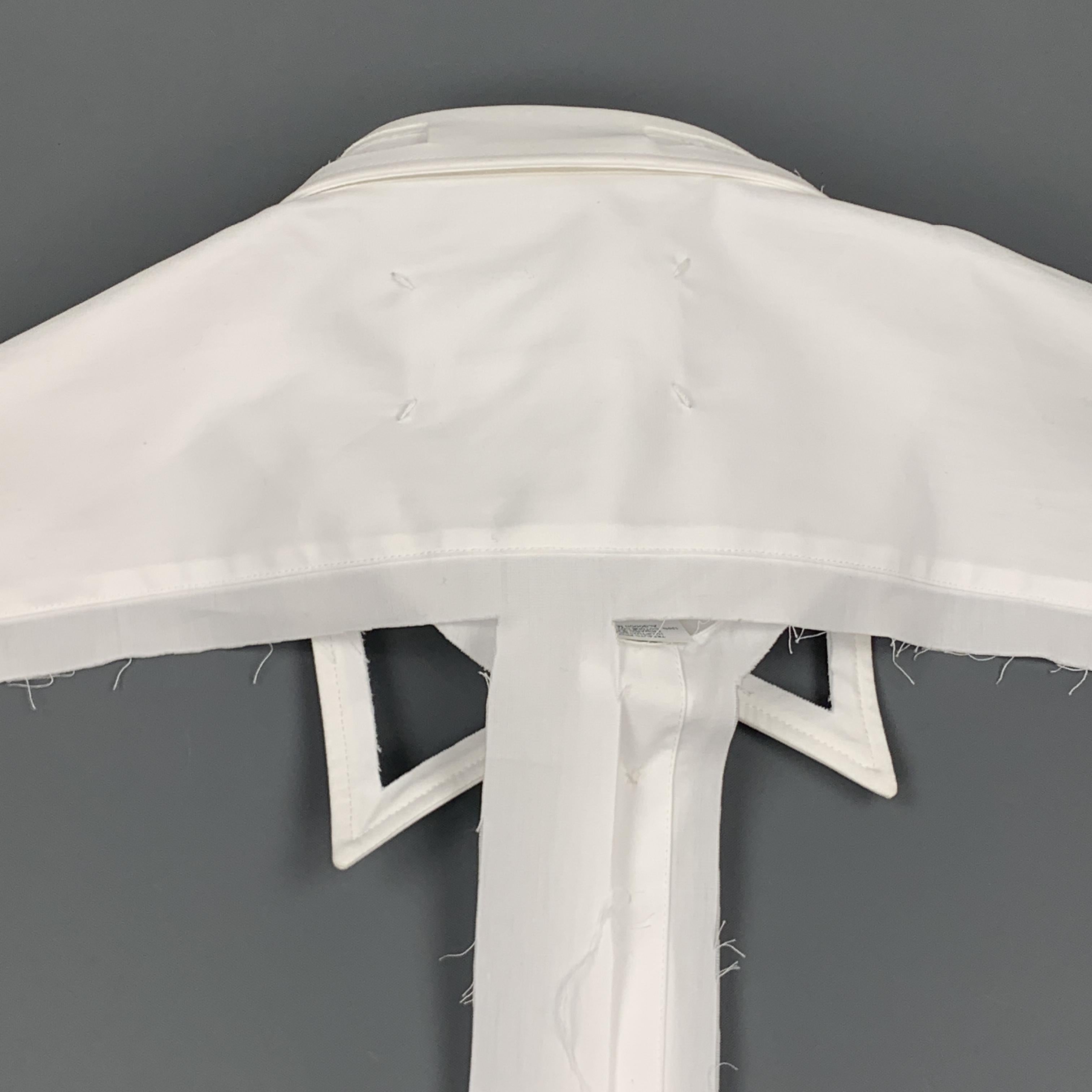 Men's MAISON MARGIELA Size L White Deconstructed Cut Out Fall 2018 Shirt