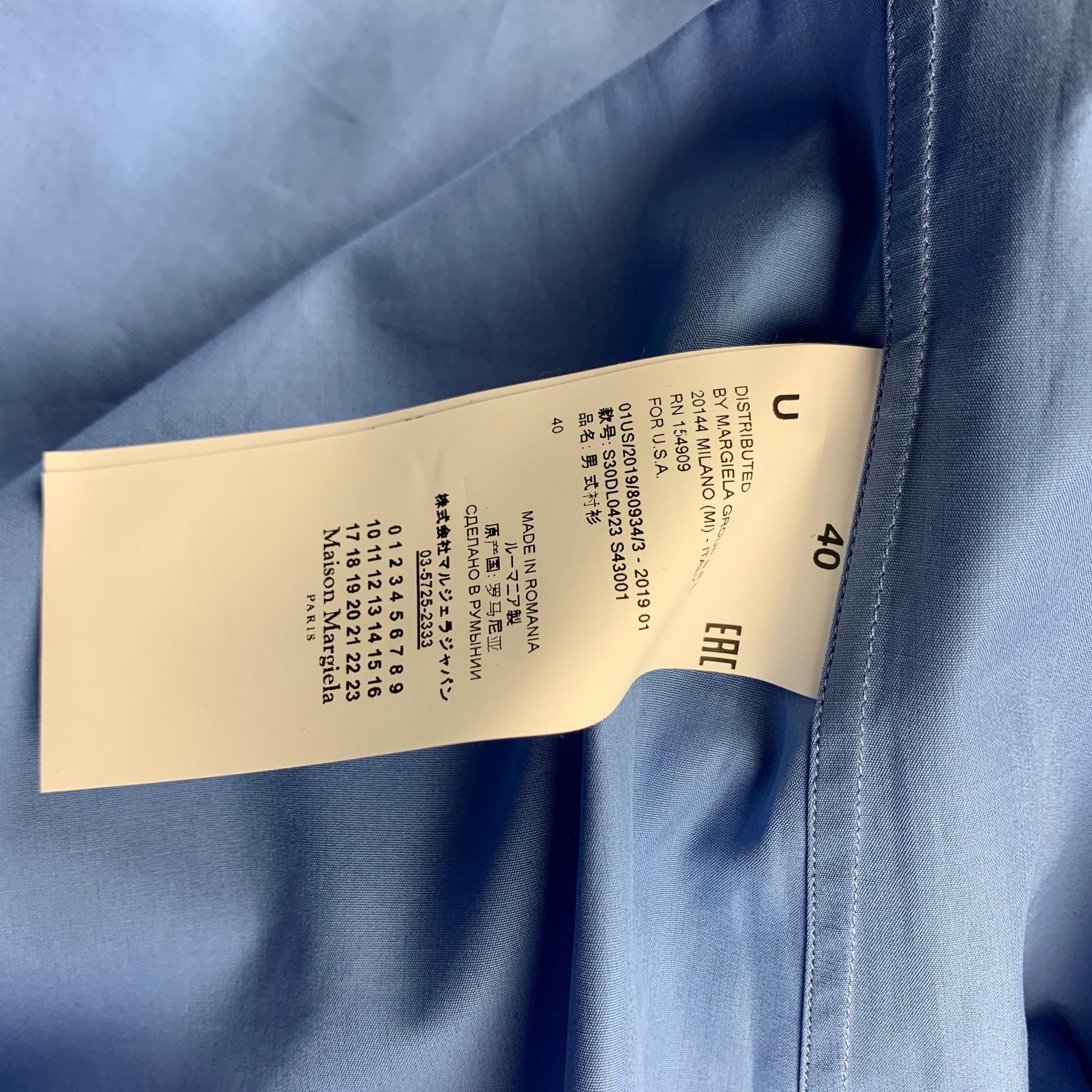 MAISON MARGIELA Size M Blue Cotton Button Up Long Sleeve Shirt In Good Condition In San Francisco, CA