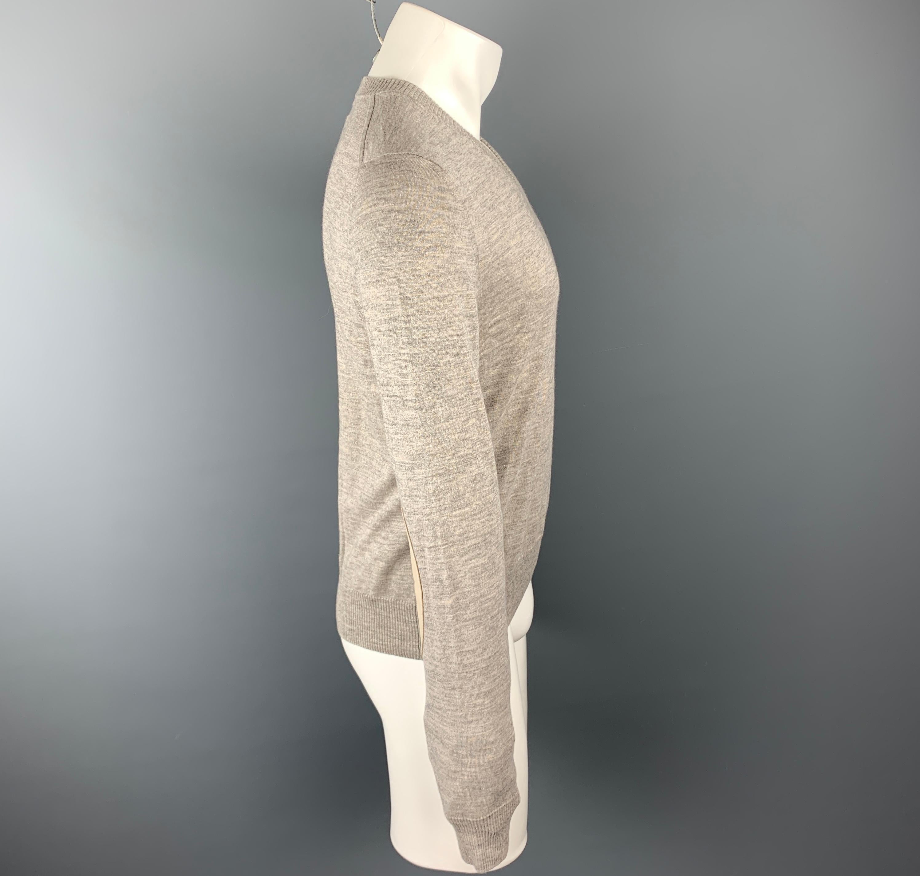 Beige MAISON MARGIELA Size S Gray Solid Cotton Blend V-Neck Pullover