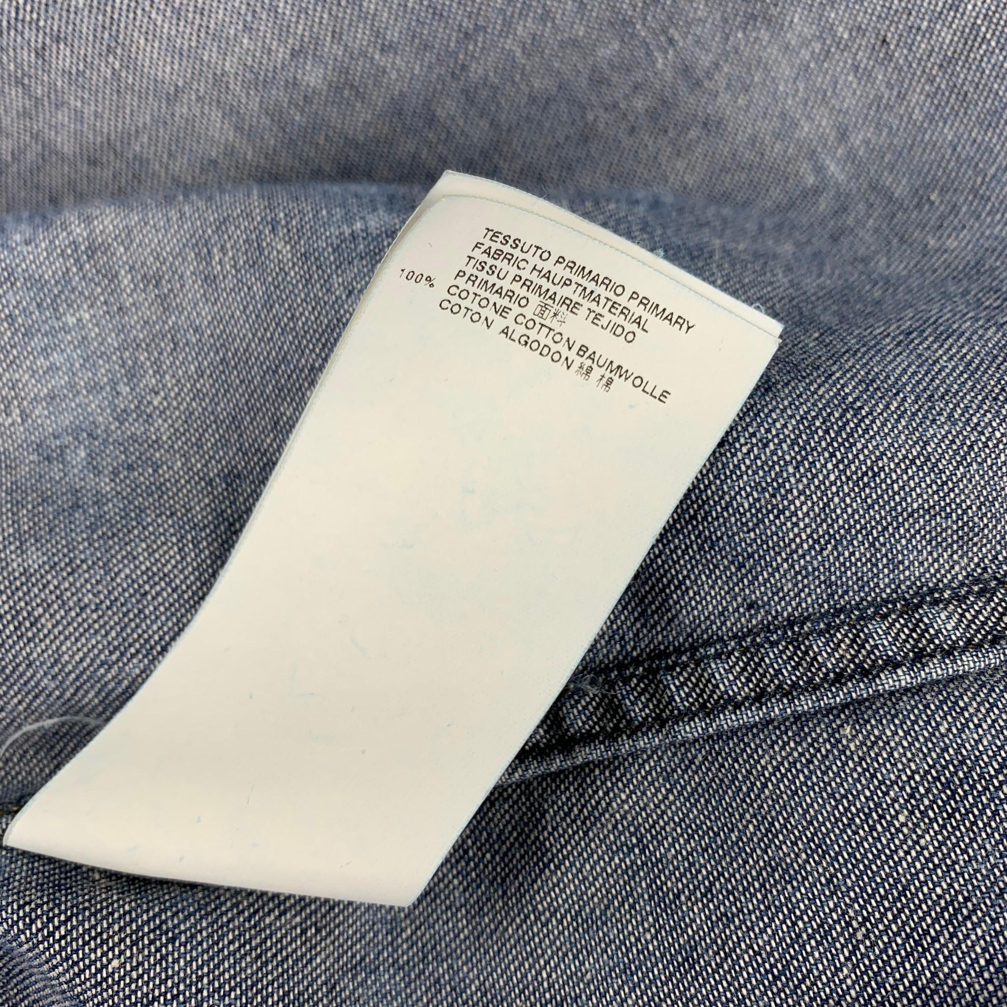 Men's MAISON MARGIELA Size XL Indigo Washed Snaps Cotton Long Sleeve Shirt