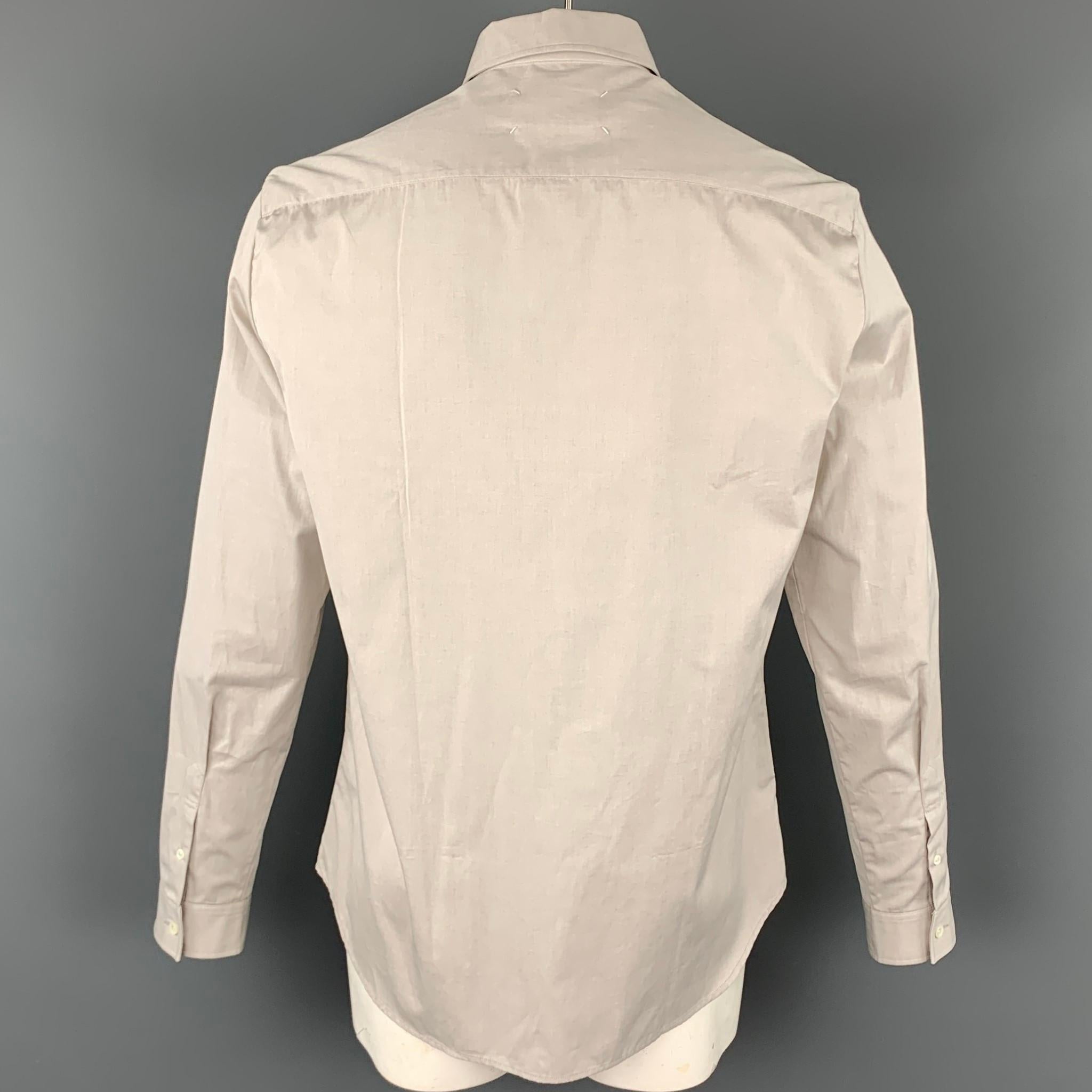 Beige MAISON MARGIELA Size XL Light Grey Cotton Button Down Long Sleeve Shirt