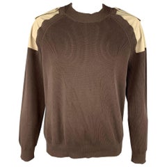 MAISON MARGIELA Größe XXL Braun & Khaki Strickpullover aus Baumwolle mit Epauletten