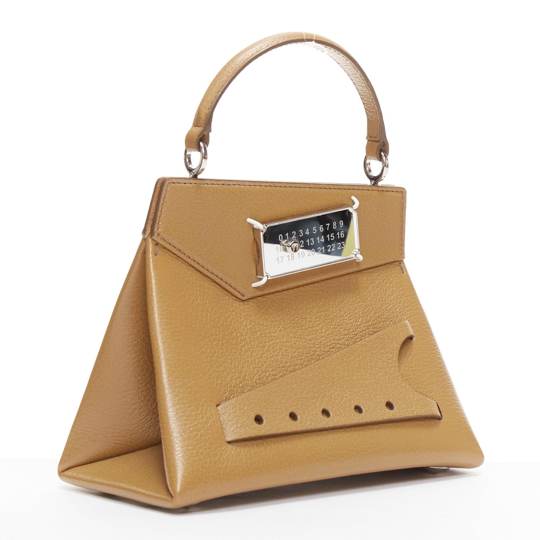 MAISON MARGIELA Snatched tan leather logo buckle top handle small doctor bag In Excellent Condition For Sale In Hong Kong, NT