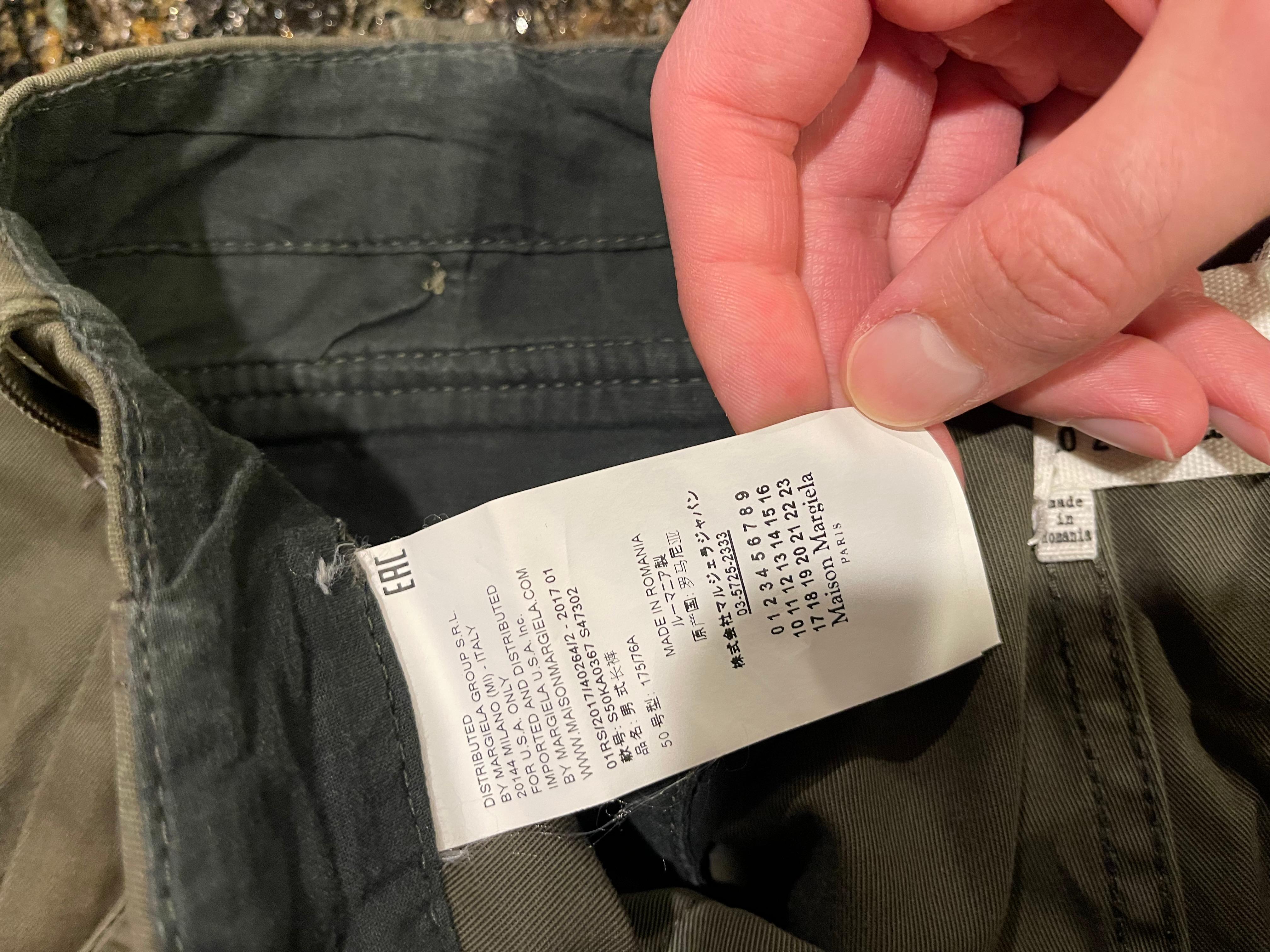 Maison Margiela SS17 Olive Cargo Pants size 50 In Good Condition For Sale In Bear, DE