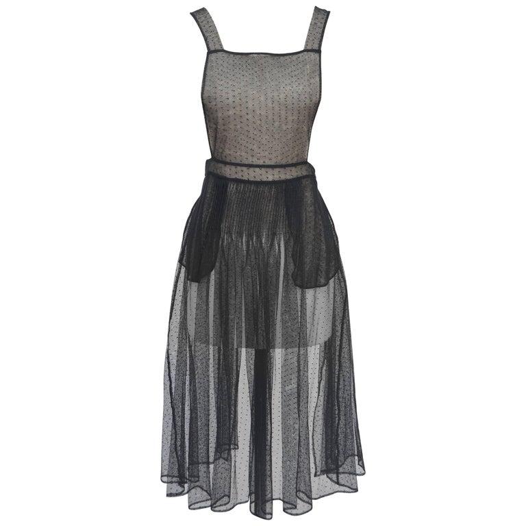 Gray Maison Margiela Swiss-Dot Tulle Apron Dress   NEW 