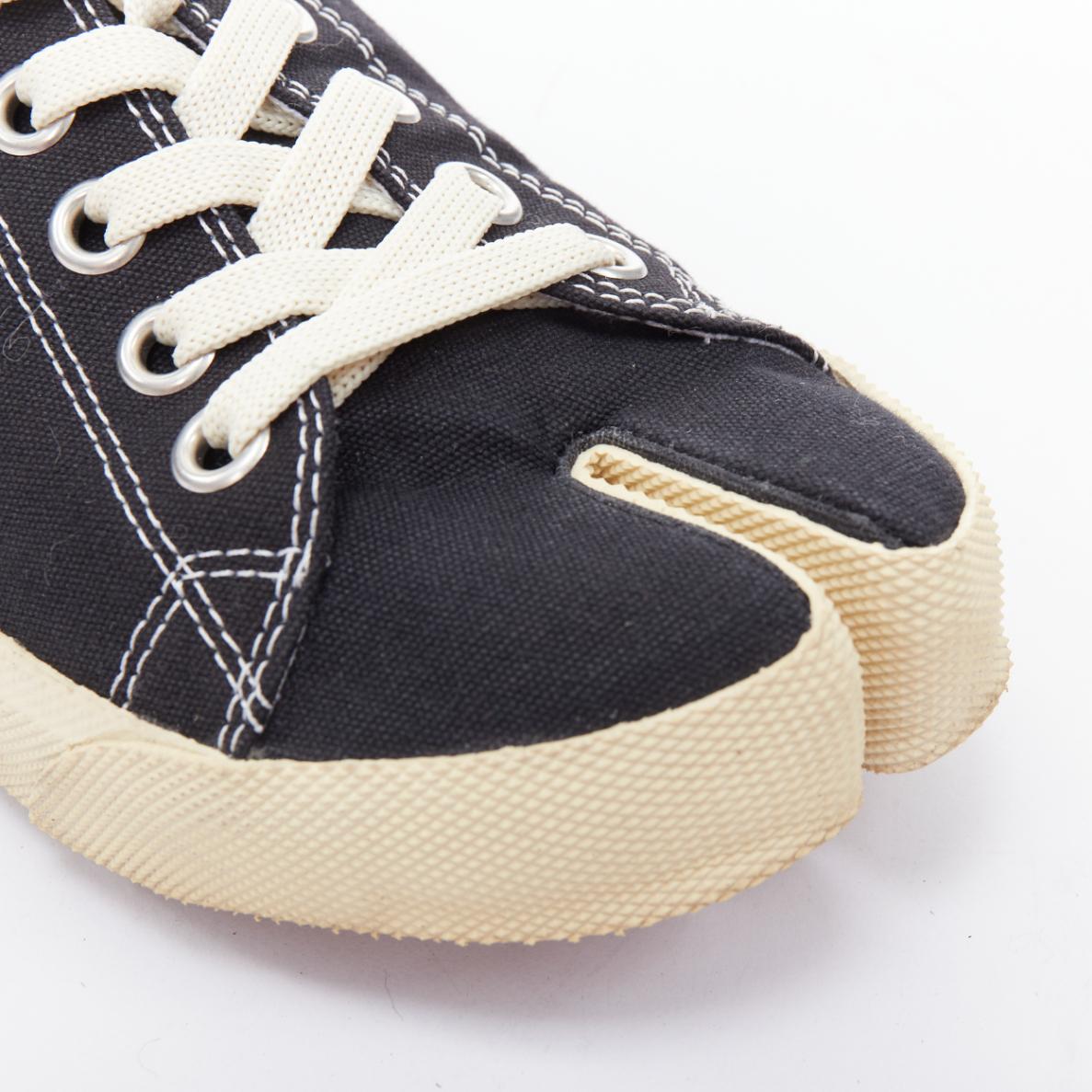 MAISON MARGIELA Tabi baskets basses en toile noire avec logo en tissu EU38.5 2