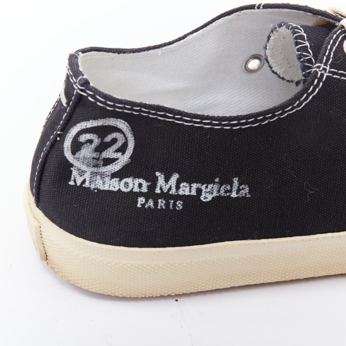 MAISON MARGIELA Tabi baskets basses en toile noire avec logo en tissu EU38.5 3