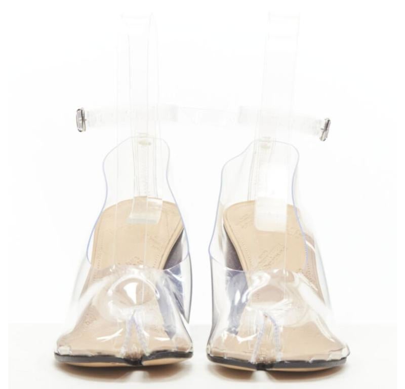 MAISON MARGIELA Tabi PVC transparent clear ankle strap cone heel pump EU36 In Excellent Condition In Hong Kong, NT