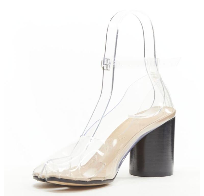 Women's MAISON MARGIELA Tabi PVC transparent clear ankle strap cone heel pump EU36