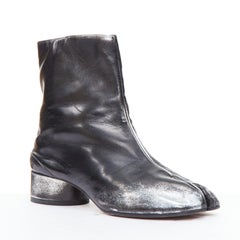 MAISON MARGIELA Tabi silver painted black distressed ankle boots EU38