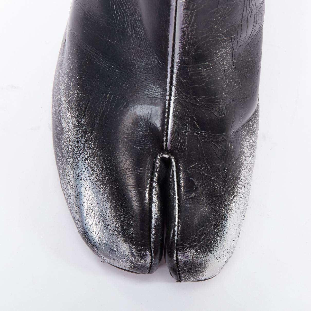MAISON MARGIELA Tabi silver painted black distressed ankle boots EU38 2