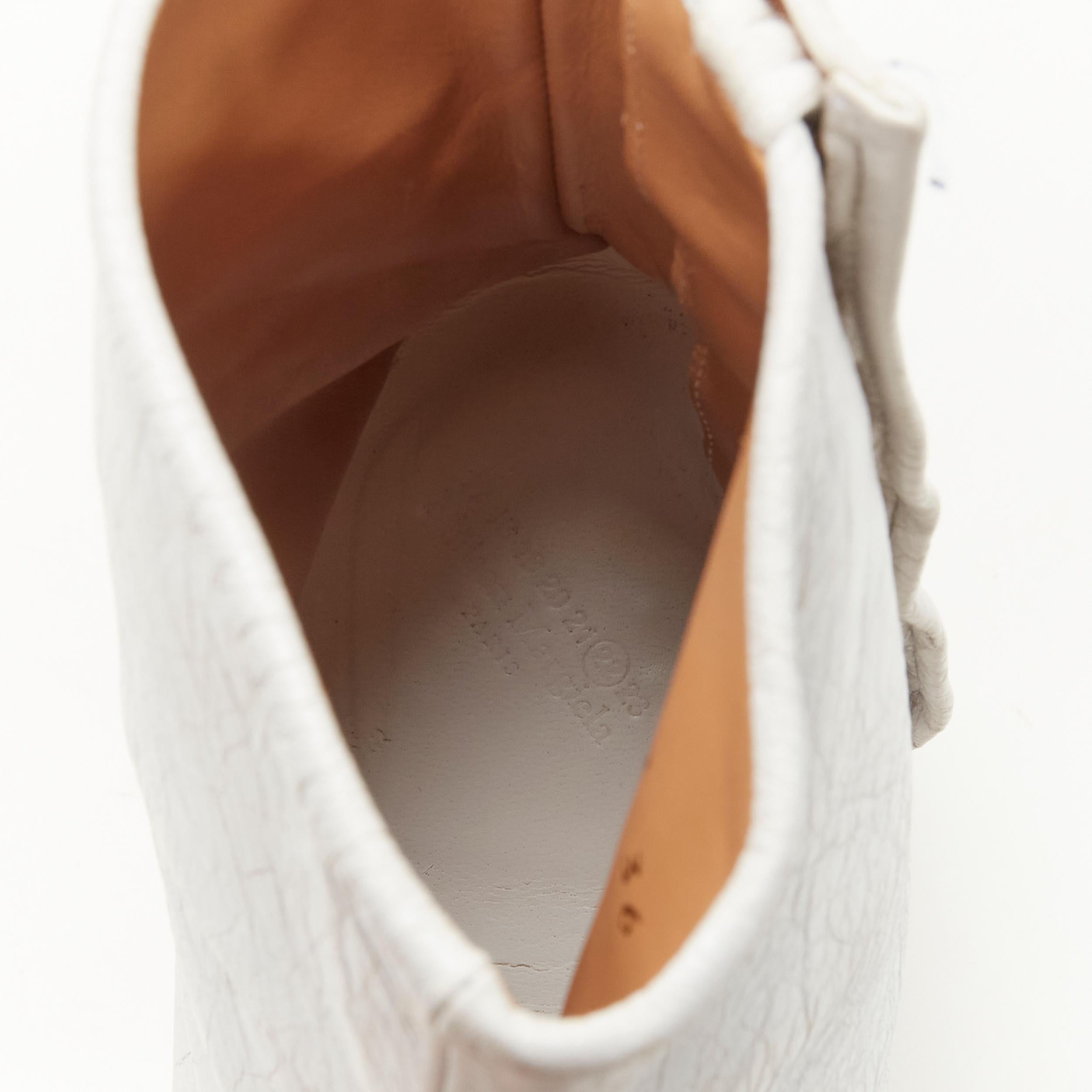 MAISON MARGIELA TAbi white crinkled leather cone heel ankle boot EU36 2