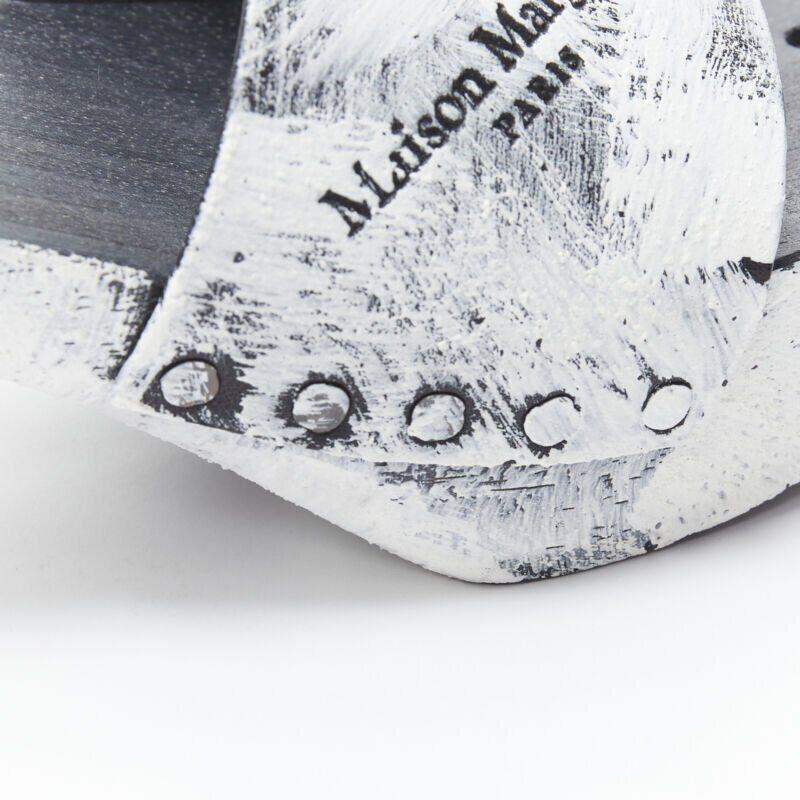 MAISON MARGIELA Tabi white painted cone heel wooden clog sandals EU35 For Sale 5