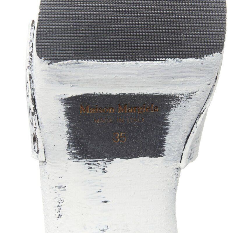 MAISON MARGIELA Tabi white painted cone heel wooden clog sandals EU35 For Sale 7