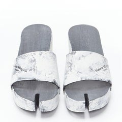 MAISON MARGIELA Tabi white painted cone heel wooden clog sandals EU35