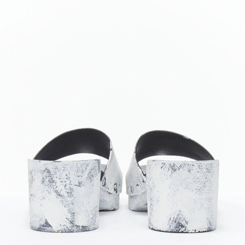 Women's MAISON MARGIELA Tabi white painted cone heel wooden clog sandals EU35 For Sale