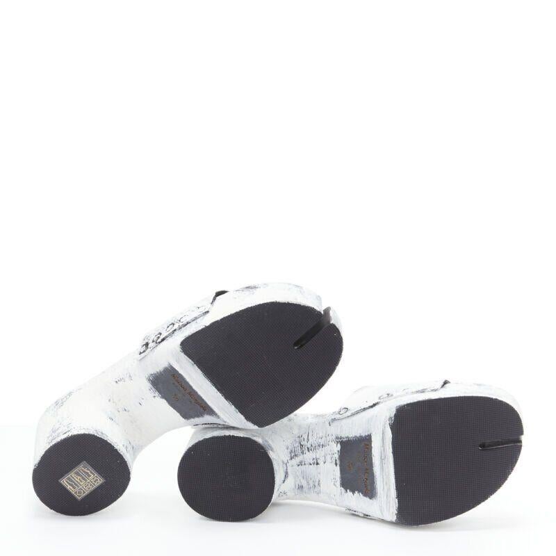 MAISON MARGIELA Tabi white painted cone heel wooden clog sandals EU35 For Sale 1