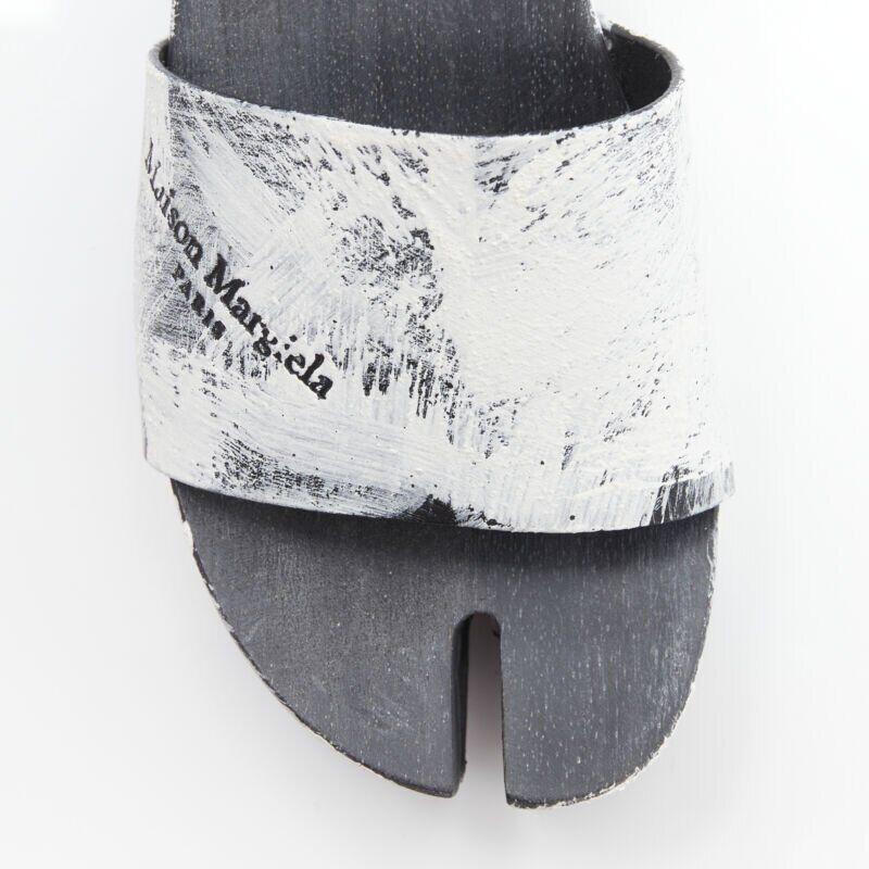 MAISON MARGIELA Tabi white painted cone heel wooden clog sandals EU35 For Sale 2