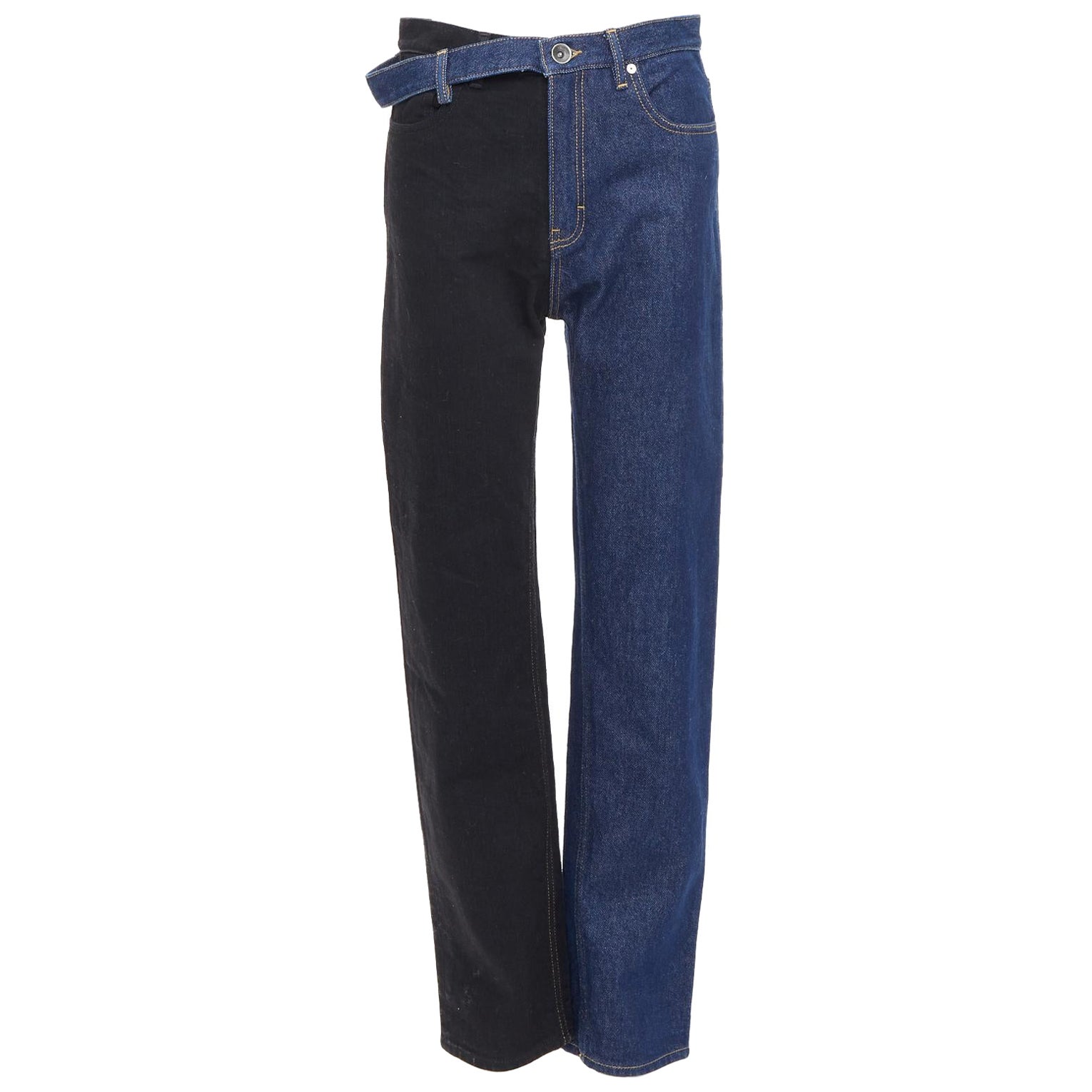 MAISON MARGIELA Two Tone side belt blue black bicolor pants FR36 S