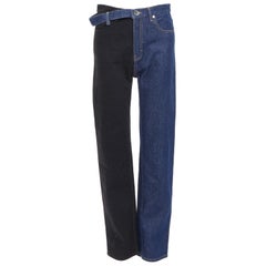 MAISON MARGIELA Two Tone side belt blue black bicolor pants FR36 S