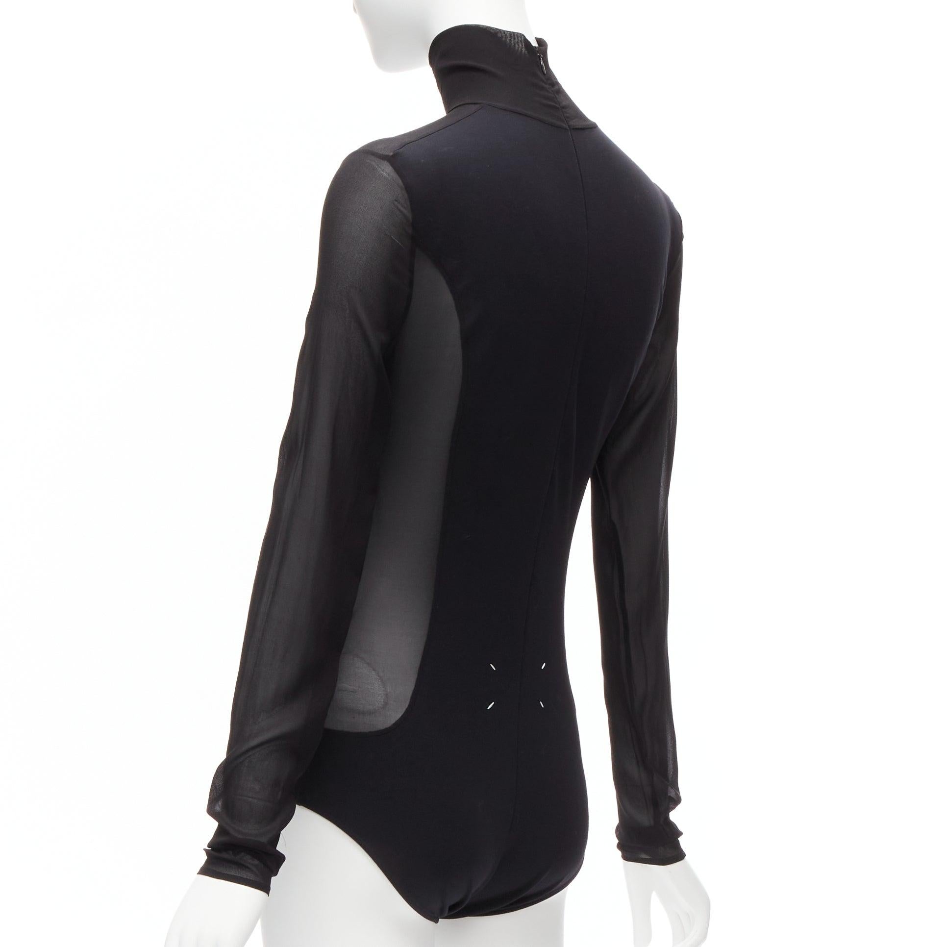 MAISON MARGIELA Vintage black silk blend sheer turtleneck bodysuit FR40 L 1