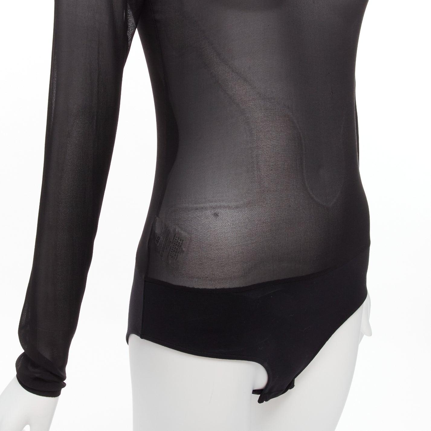 MAISON MARGIELA Vintage black silk blend sheer turtleneck bodysuit FR40 L 4