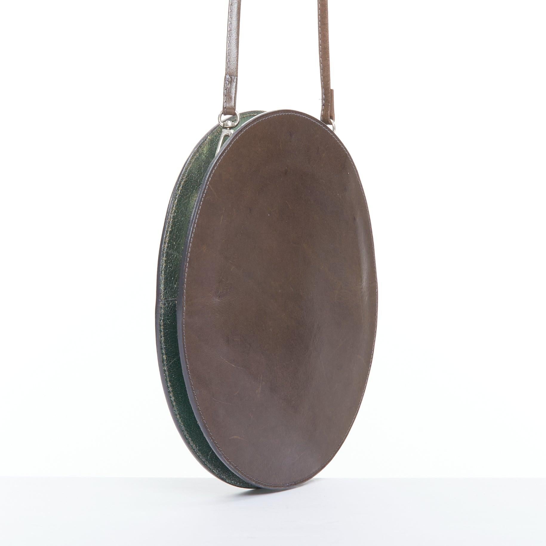 Gray MAISON MARGIELA Vintage brown circular kisslock crossbody bag