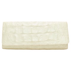 MAISON MARGIELA VIntage pochette à rabat surdimensionné en cuir croco fantaisie blanc cassé