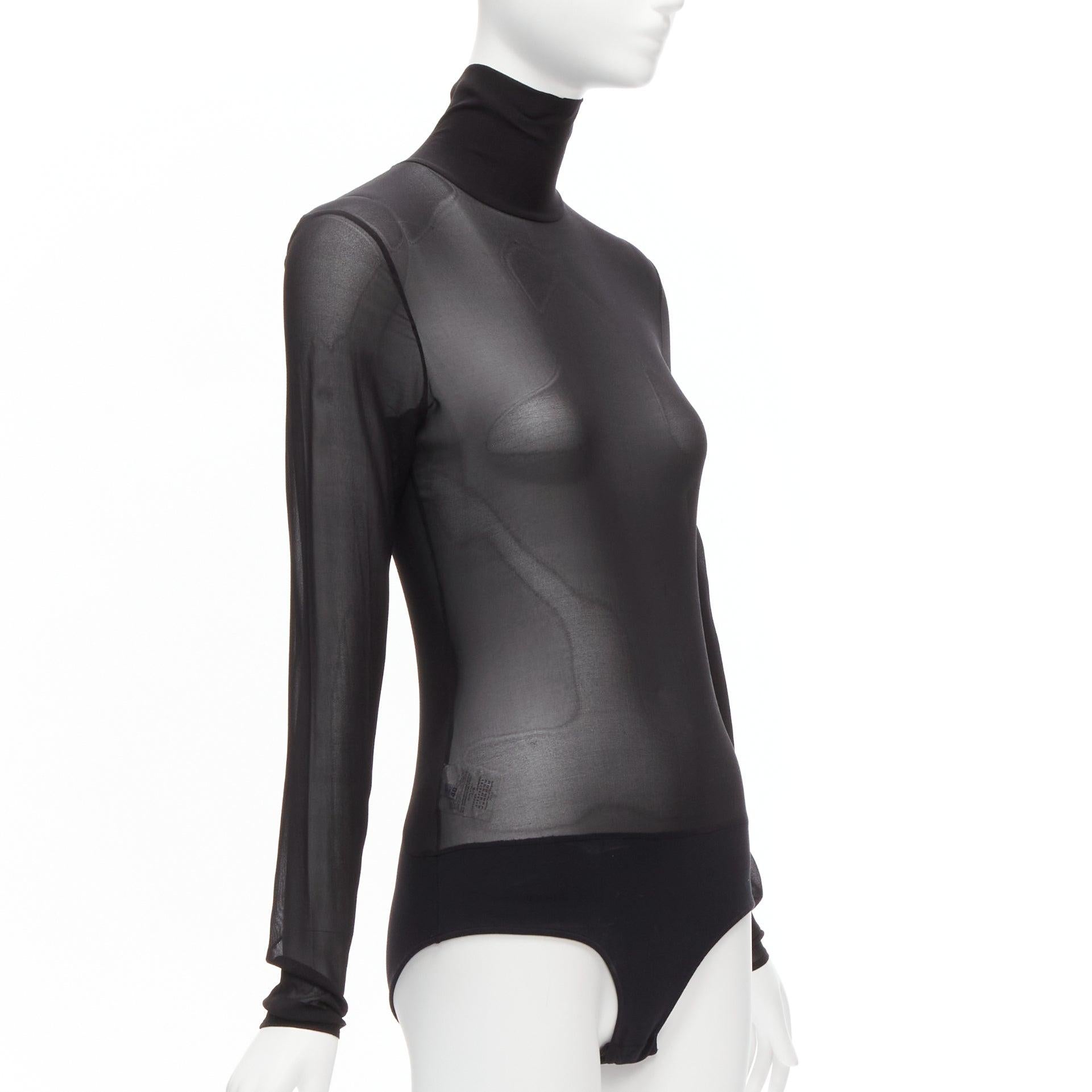 MAISON MARGIELA Vintage silk blend sheer 4 stitches turtleneck bodysuit FR40 L In Good Condition For Sale In Hong Kong, NT