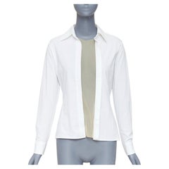 MAISON MARGIELA Vintage white nude sheer panel deconstructed shirt blouse IT42 M
