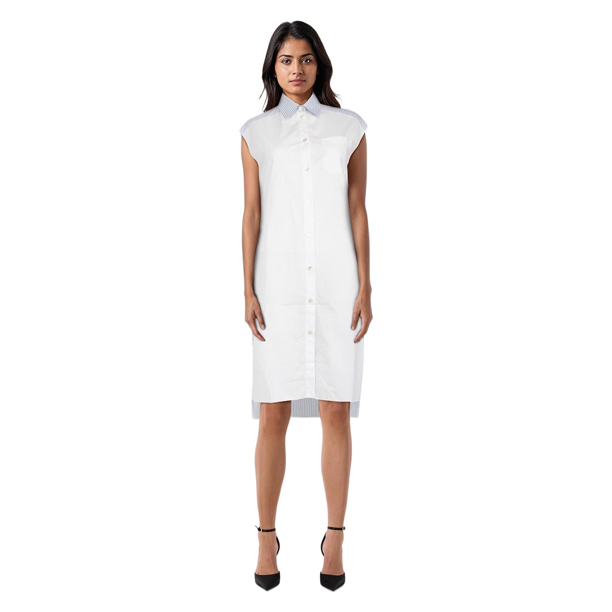 Maison Margiela - Robe chemise à rayures blanches et bleues - Taille XS