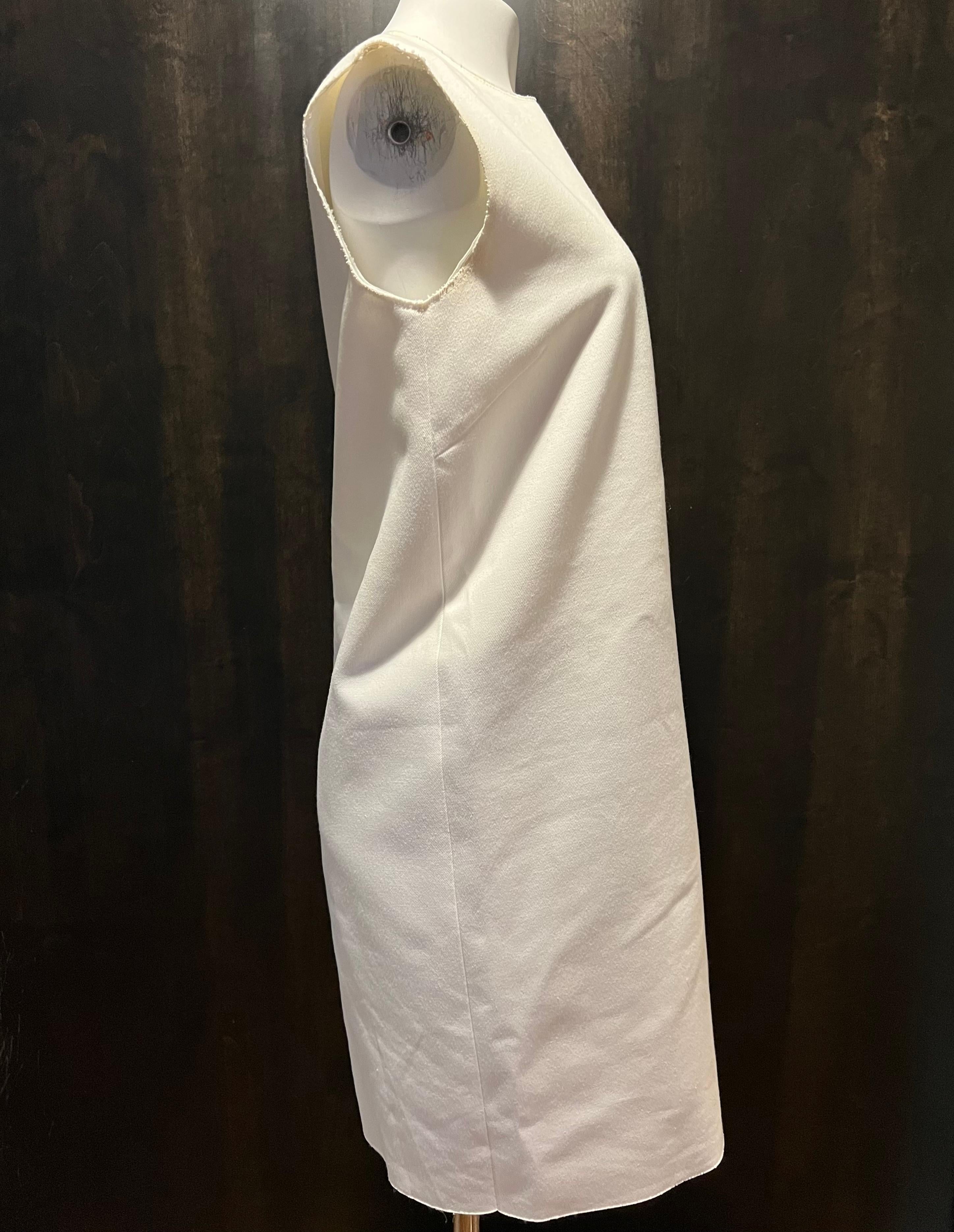 Women's Maison Margiela White Cotton Midi Dress, Size 44 For Sale