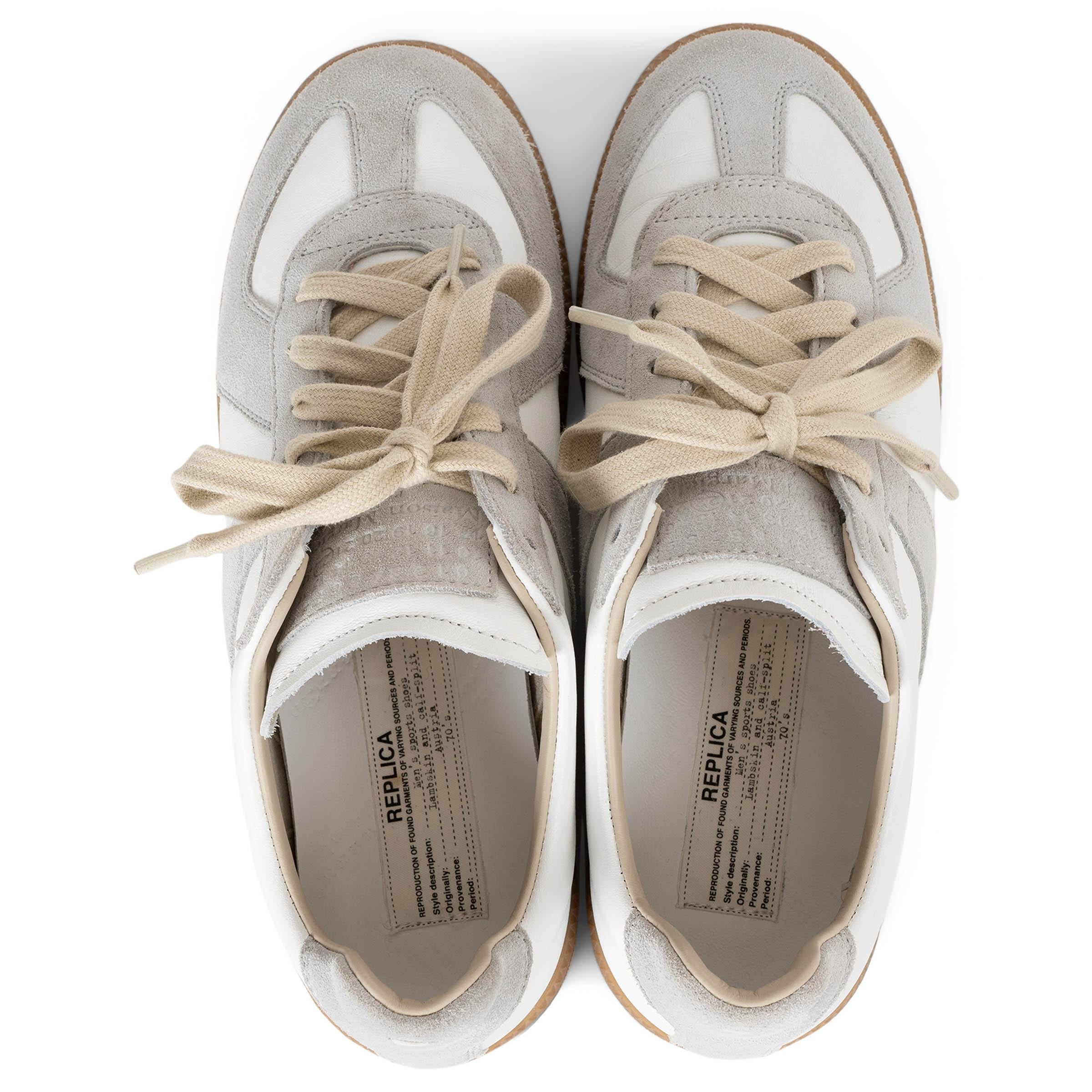 MAISON MARGIELA weiß & grau Leder & Wildleder REPLICA Turnschuhe Schuhe 38 Damen im Angebot