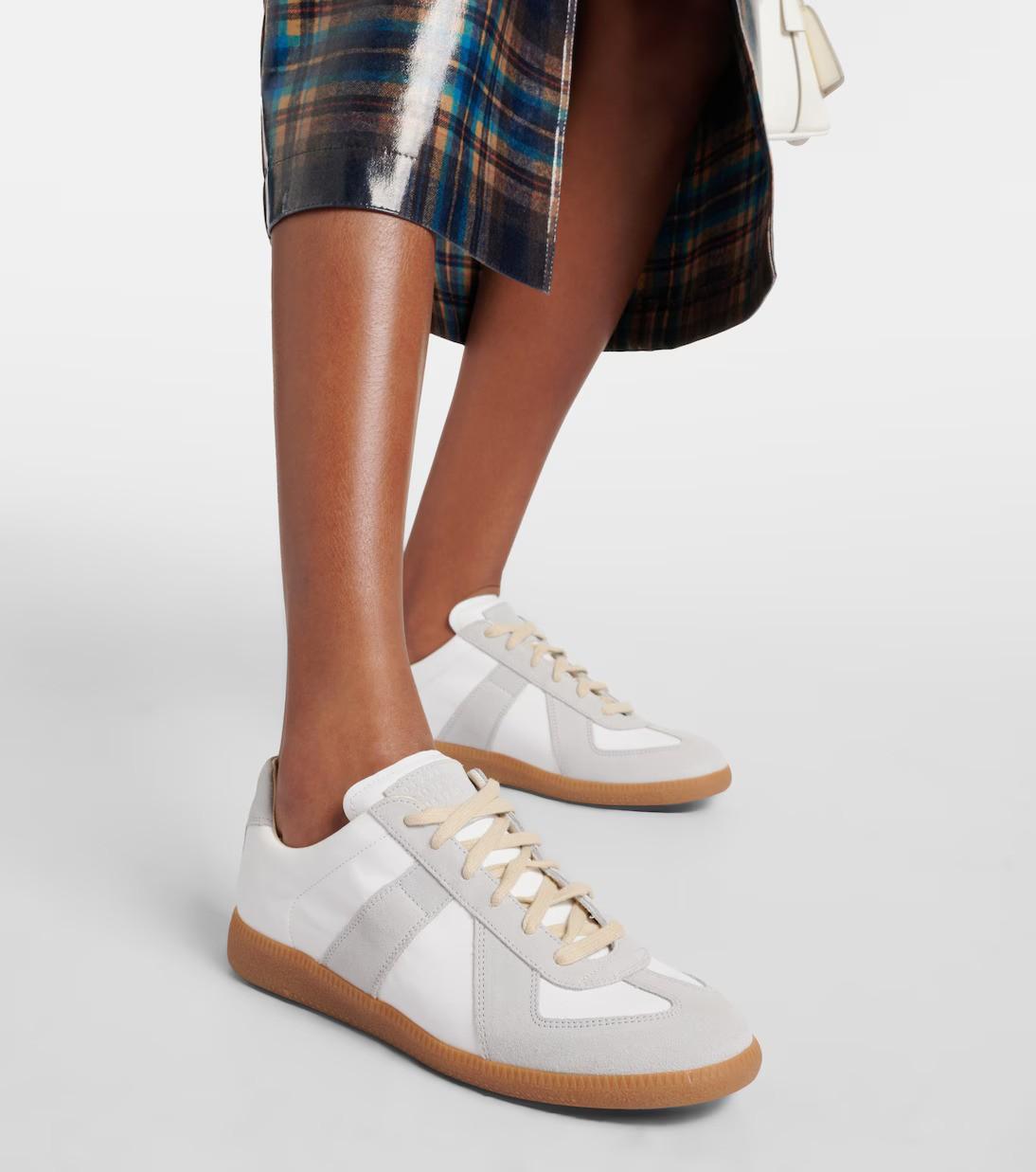 MAISON MARGIELA weiß & grau Leder & Wildleder REPLICA Turnschuhe Schuhe 38 im Angebot 3