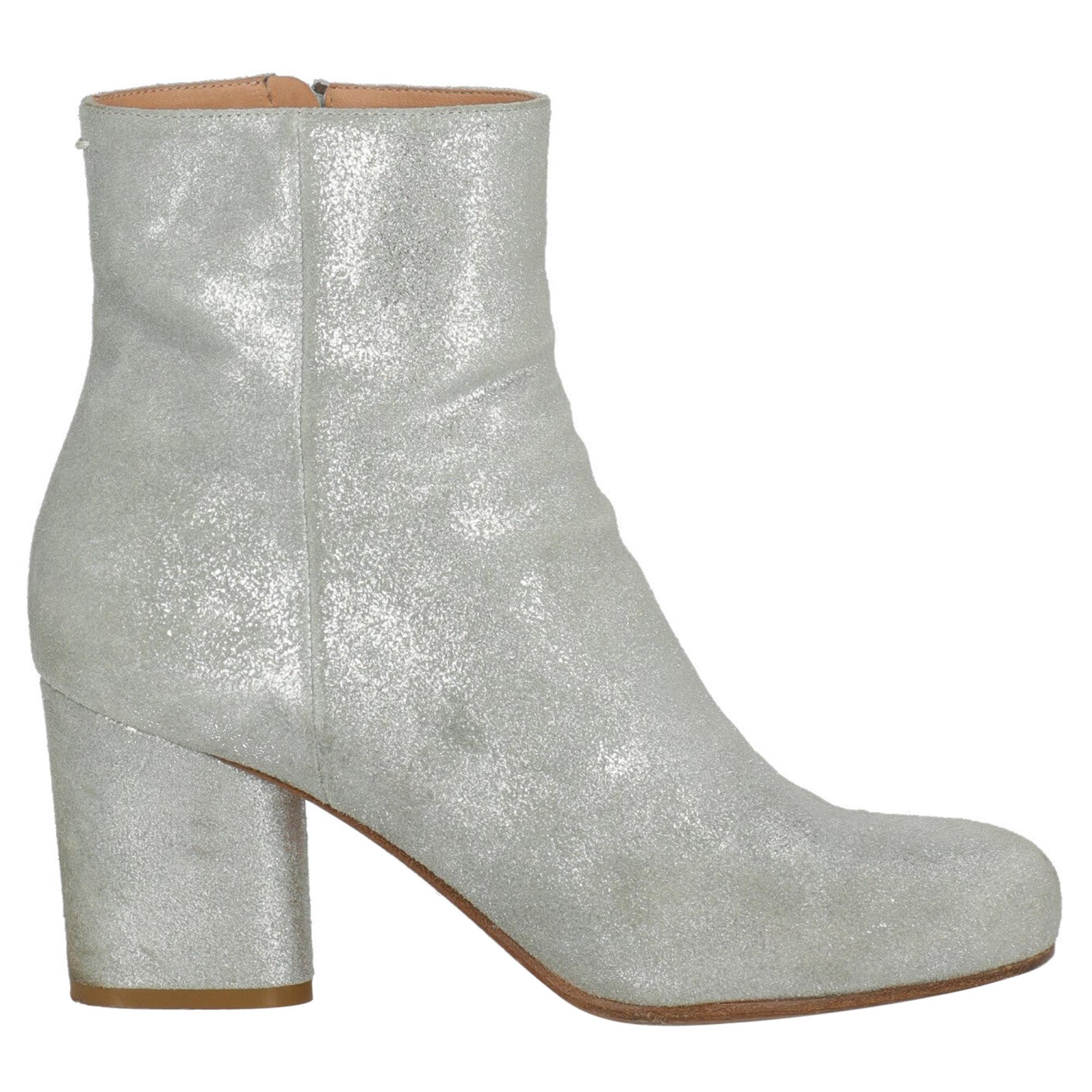 Maison Margiela Woman Ankle boots Silver Leather IT 39 For Sale