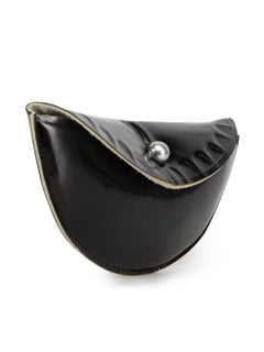 Maison Margiela Women's Black Leather Half Moon Pearl Closure Clutch